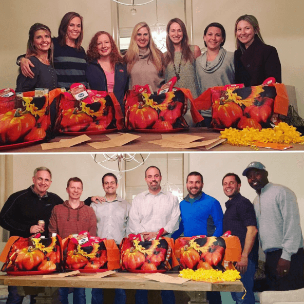 @ewatt22 Great night with our small group making care packages for Seniors to have Thanksgiving dinner this holiday. Grateful for this group and a church that models the giving and serving spirit all year long and even more at the holidays! (Shawn and Tom not pictured ☺️) #giveservelove #berich #berich16 @northpointcommunitychurch #partyof16